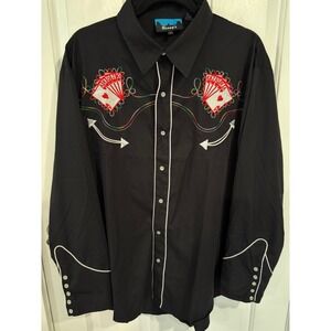 Men's Size Large Benny's Las Vegas Casino Poker Western Shirt Rockabilly NWOT